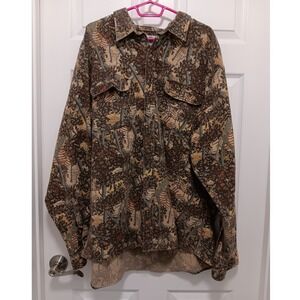 Bushlan South Texas Camouflage Shirt Mens XXL Vintage 1989 Hunting 80s Brown